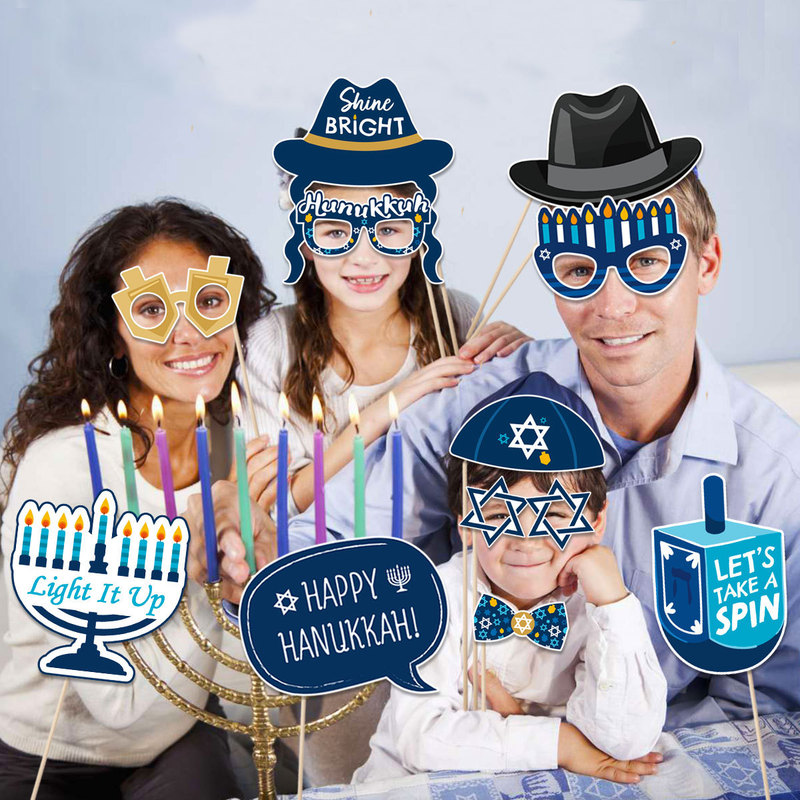 犹太光明节派对搞怪拍照道具 HANUKKAH光明节派对装饰拍照用品|undefined