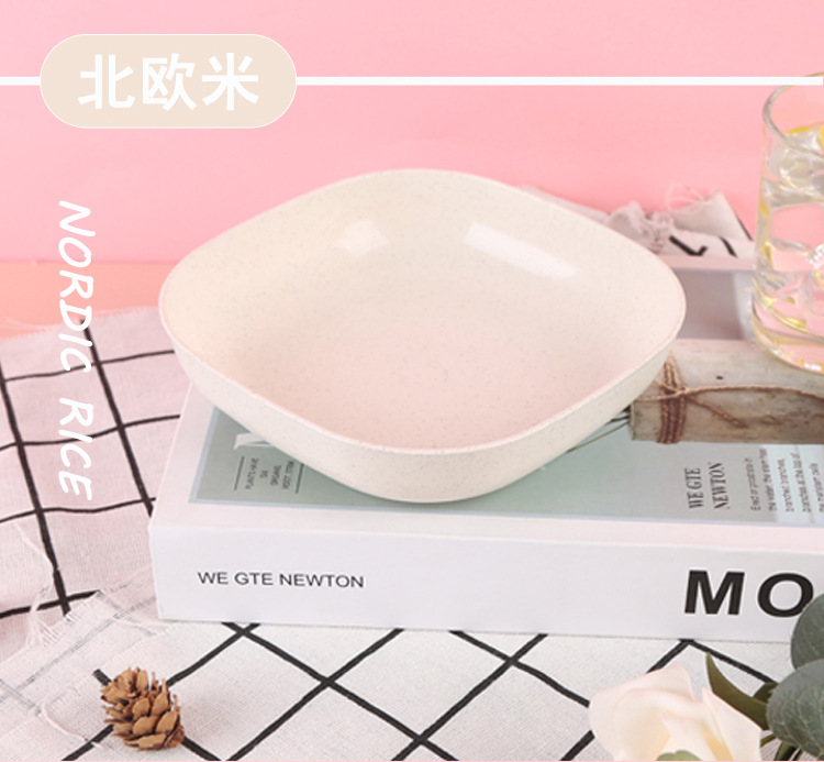 跨境日式小麦秸秆盘家用创意方形餐具甜品碟水果沙拉碗零食干果盘详情12