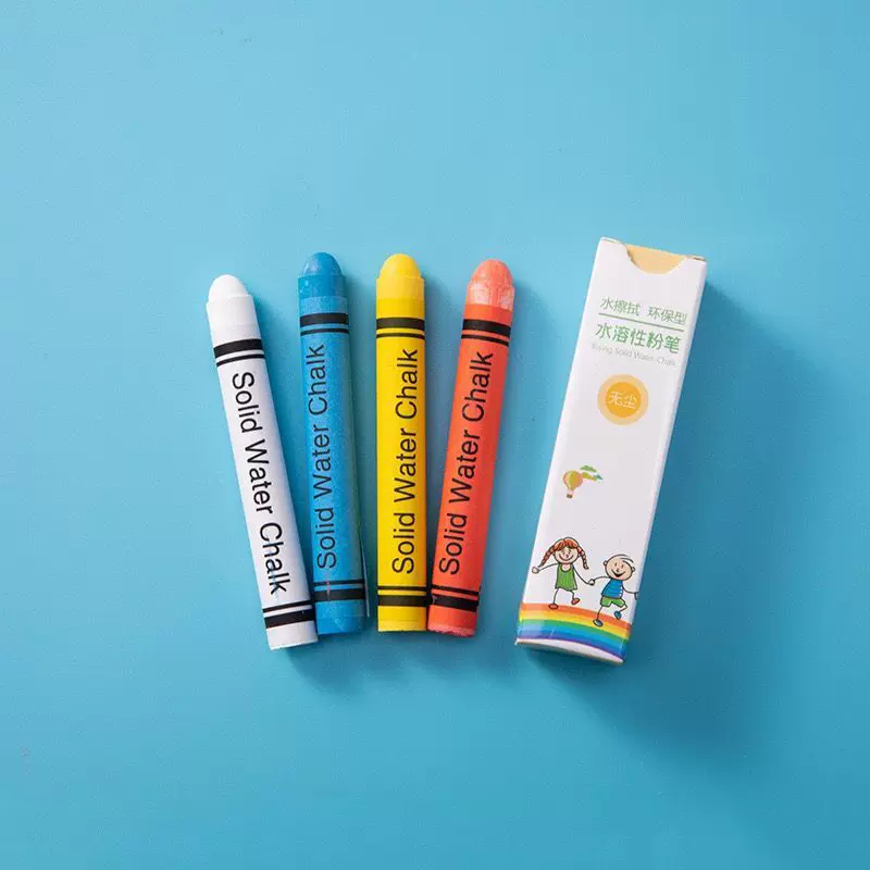 4支卷纸装彩色固体液体水溶性无尘粉笔厂家直供儿童涂鸦户外玩具