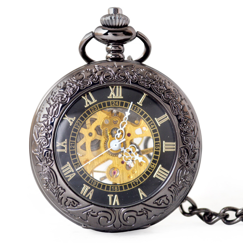 Boshiya Mechanical Pocket Watch Wholesale Transparent Glass Flip Mechanical Pocket Watch Unisex Leisure Mechanical Chain Watch