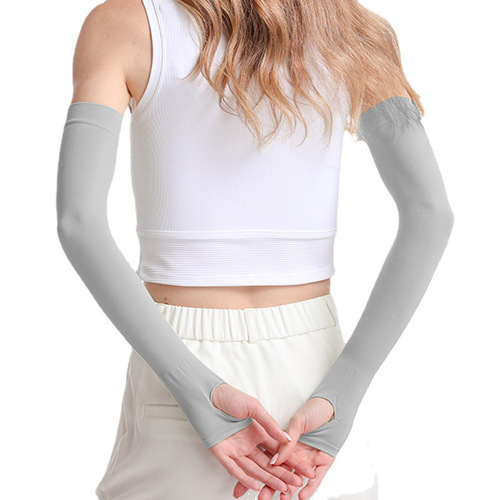 Factory direct sales spring and summer solid color ice sleeves for women cycling arm guards UV sun protection ice silk sleeves for men wholesale