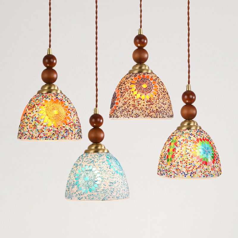 Creative Tiffany mosaic glass chandelier, exotic style, romantic Bohemian style, suitable for cafes, restaurants, and guesthouses