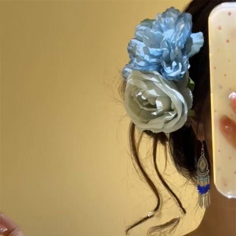 ライトピンク模擬ヘアピンヘアアクセサリー花女性のヘアピンスタイルサイドヘッドドレス桜雰囲気写真春 4|undefined