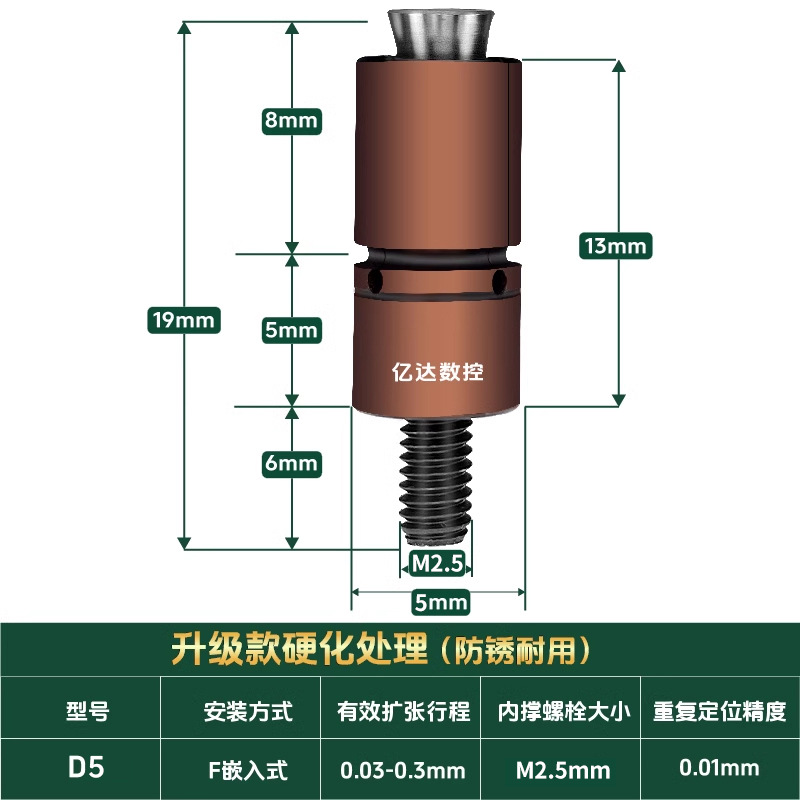 手动销气动内孔膨胀定位器一体内撑头 CNC 涨销