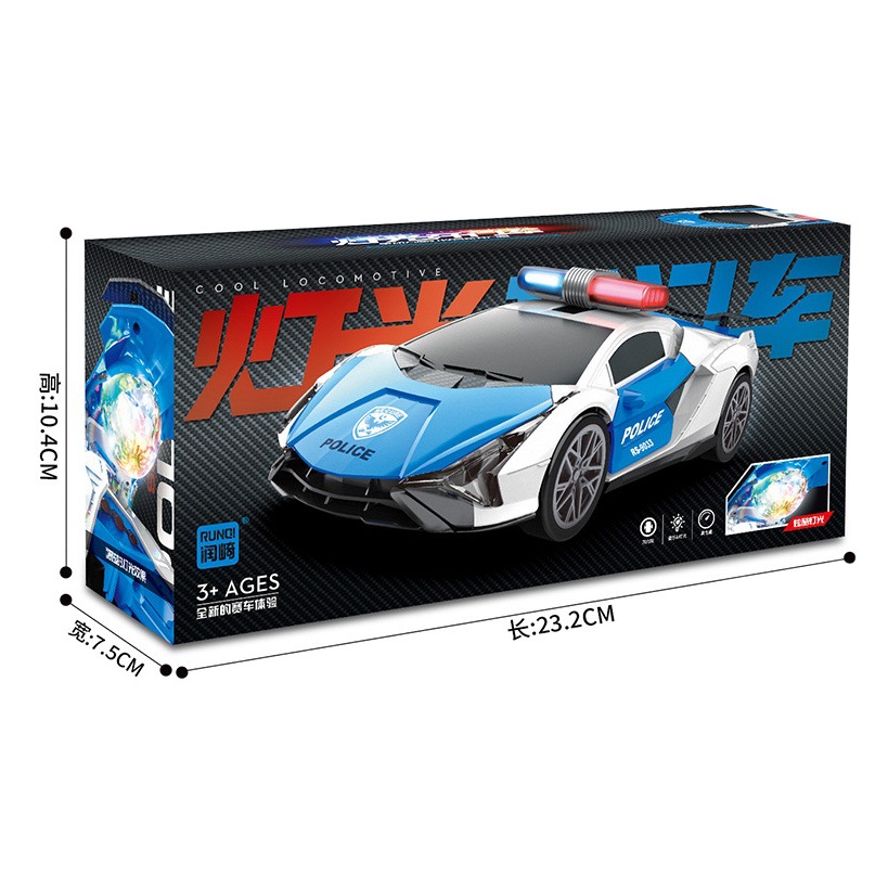 Tiktok mismo eléctrico universal puerta policía coche de juguete 360 rotación música luz niño niños coche de juguete