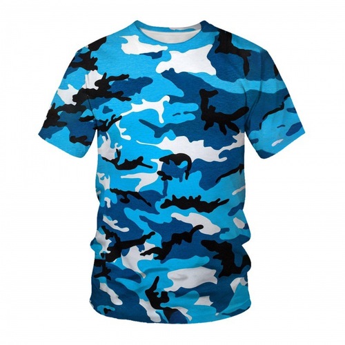 Men's 3D Digital Printing Camouflage Crew Neck Short Sleeve T-Shirt for Summer