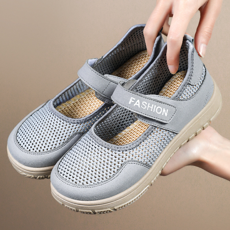 Zapatos de mujer nuevos zapatos de velcro, zapatos casuales de malla transpirables, zapatos ligeros huecos, zapatos de mujer cómodos con suela suave. image 3