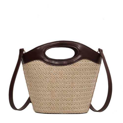 Elegant Grass-Woven Bag for Women -  New Summer Vacation Handbag - Versatile and Stylish Woven Bucket Bag with Crossbody Option
