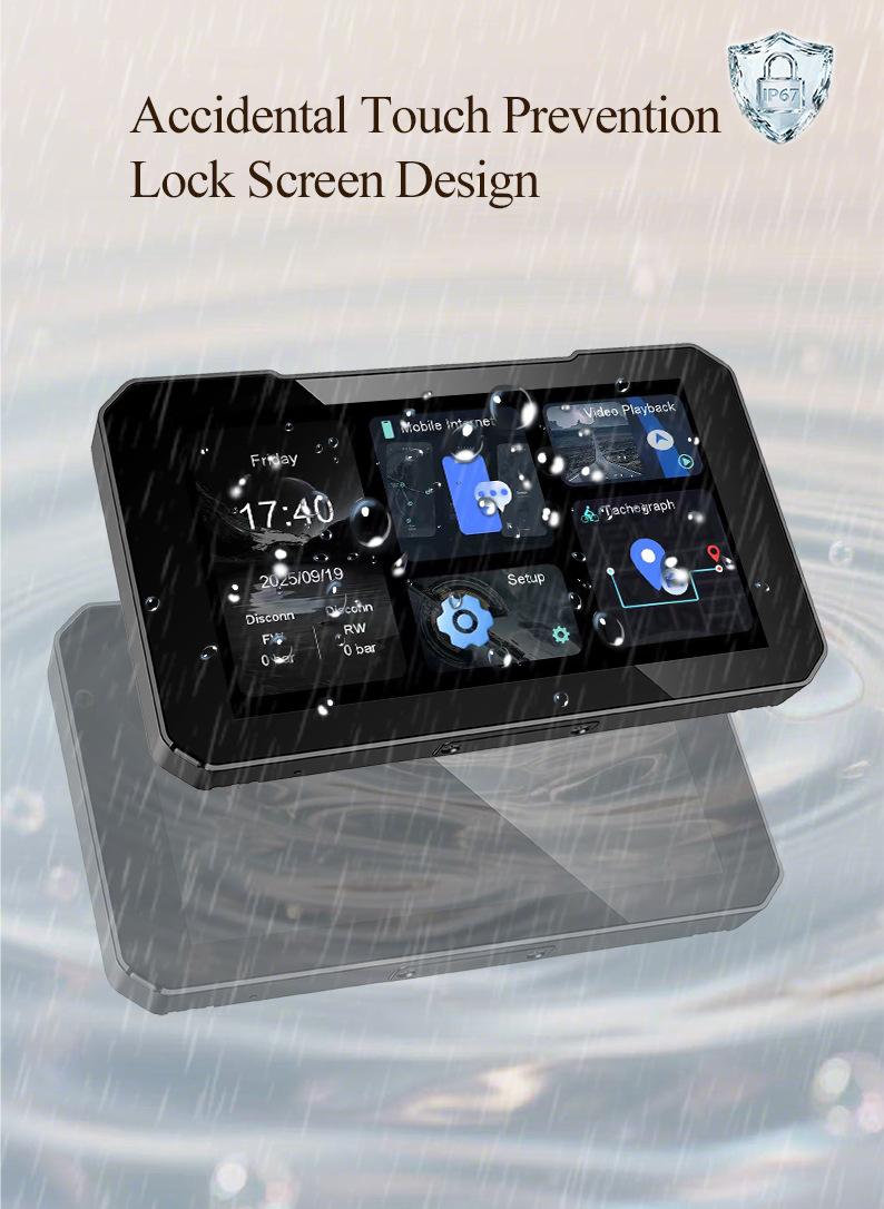 Motorcycle Smart Navigation System CarPlay/Android Auto Wireless Screen Mirroring Dash Cam Waterproof