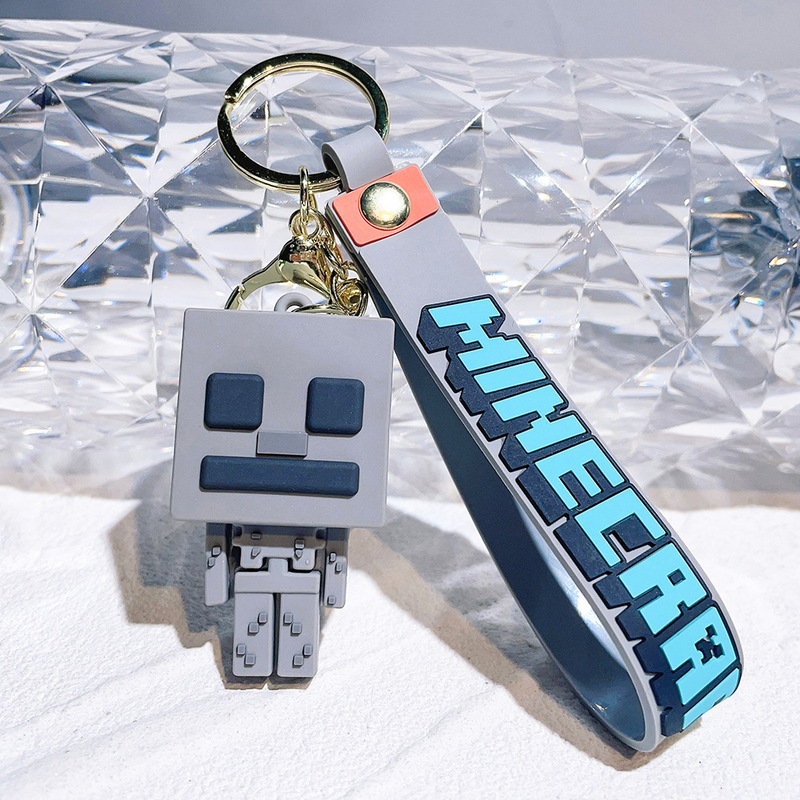 ゲームマインクラフトソフトプラスチックキーホルダーペンダントキーチェーン車のペンダント漫画人形 pvc ビルディングブロック人形|undefined