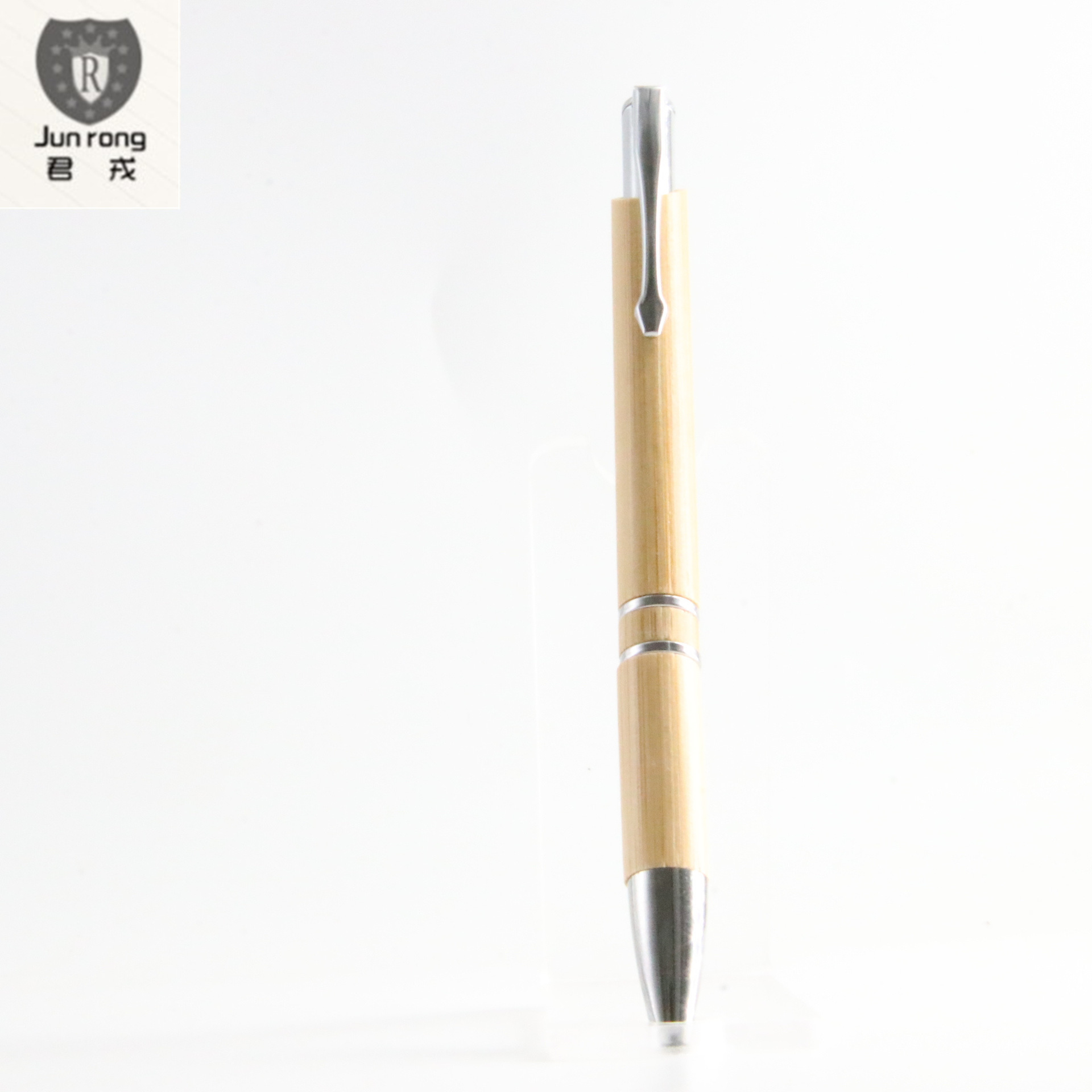 Empuje la pluma de bambú bolígrafo láser logo regalo pluma negocio bolígrafo e-commerce Venta caliente en stock pluma de aceite medio