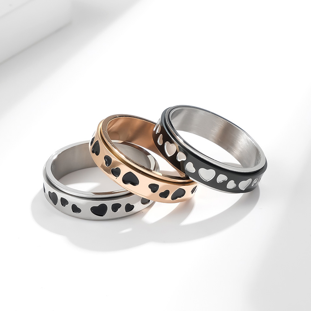 Fashion Simple Heart-Shaped Geometric Stainless Steel Spinning Ring