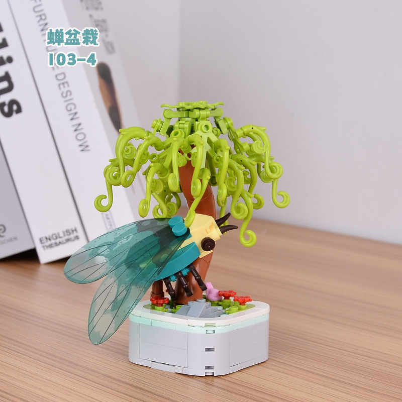 Diamante caballo mariposa libélula en maceta flores rompecabezas montado bloques de construcción adornos creativos 103f Navidad Año Nuevo regalo de Año Nuevo