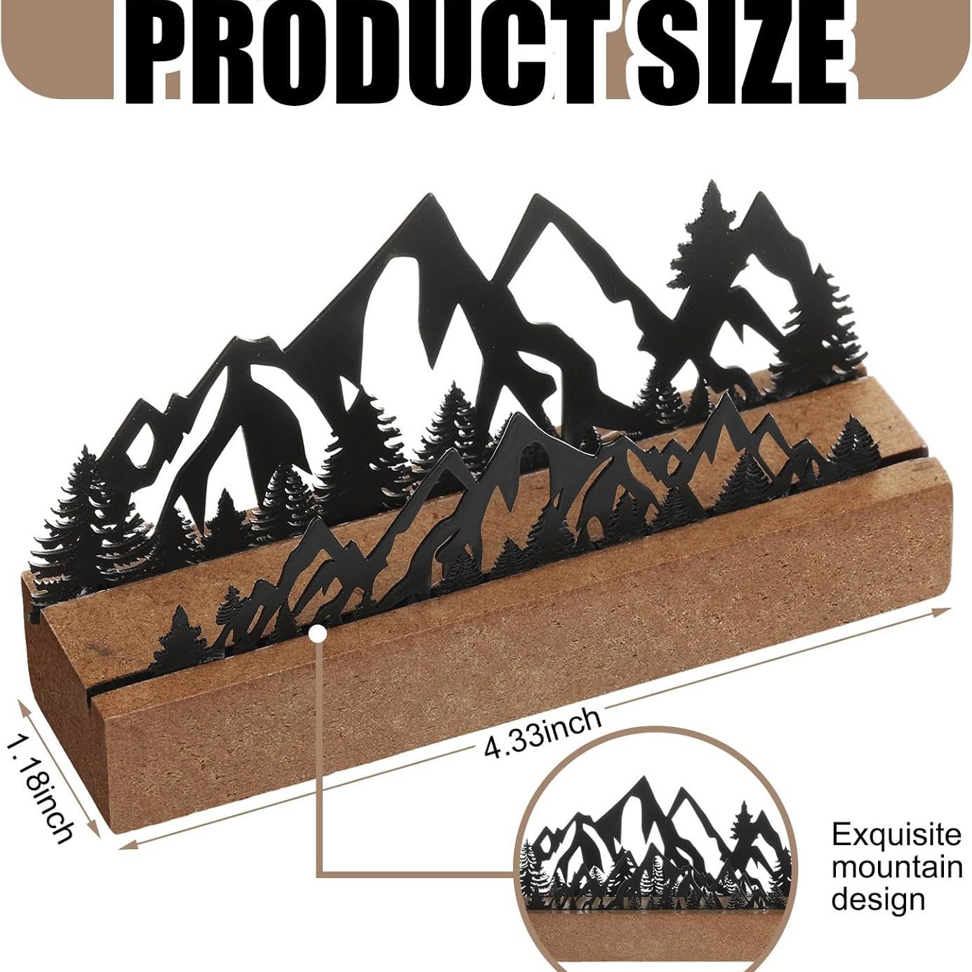跨境亚马逊书桌木质金属山峰森林剪影名片夹家庭办公室桌面收纳
