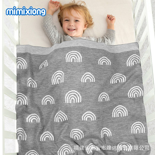 ins Hot Selling Baby Knitted Rainbow Blanket Cover