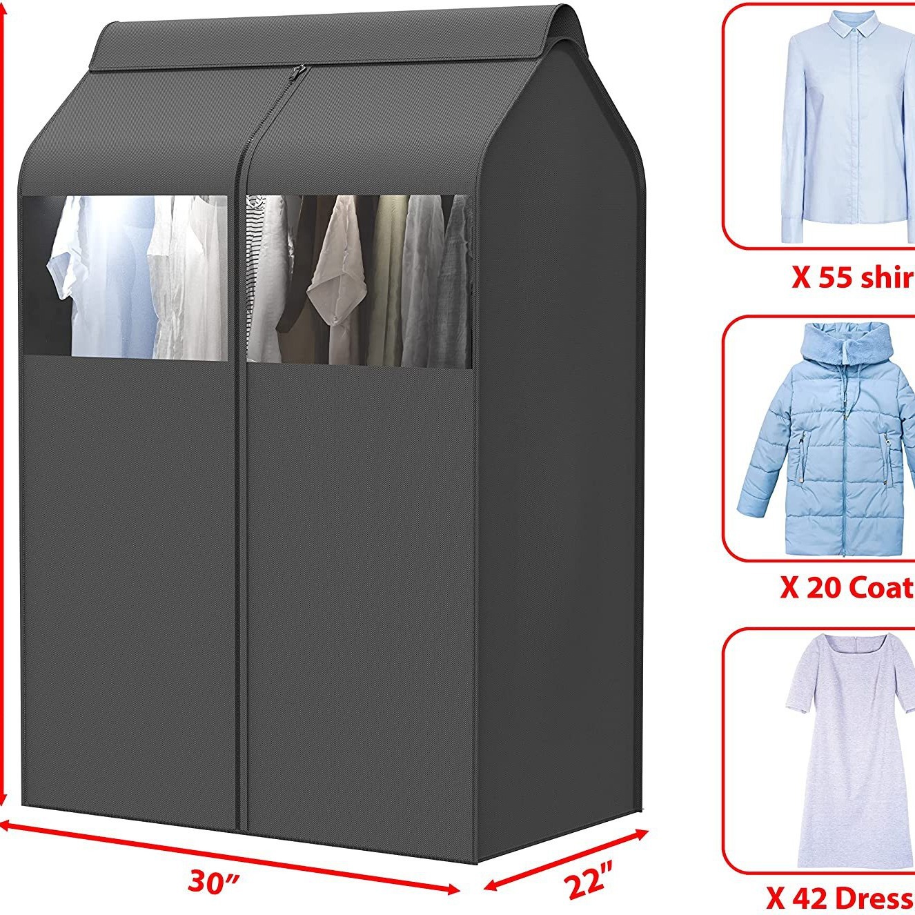 Funda protectora de tela no tejida para ropa, adecuada para colgar chaquetas, ropa y trajes en armarios.