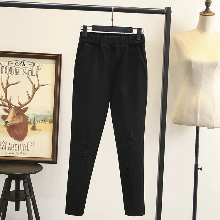 Elastic fitted trousers, plus size