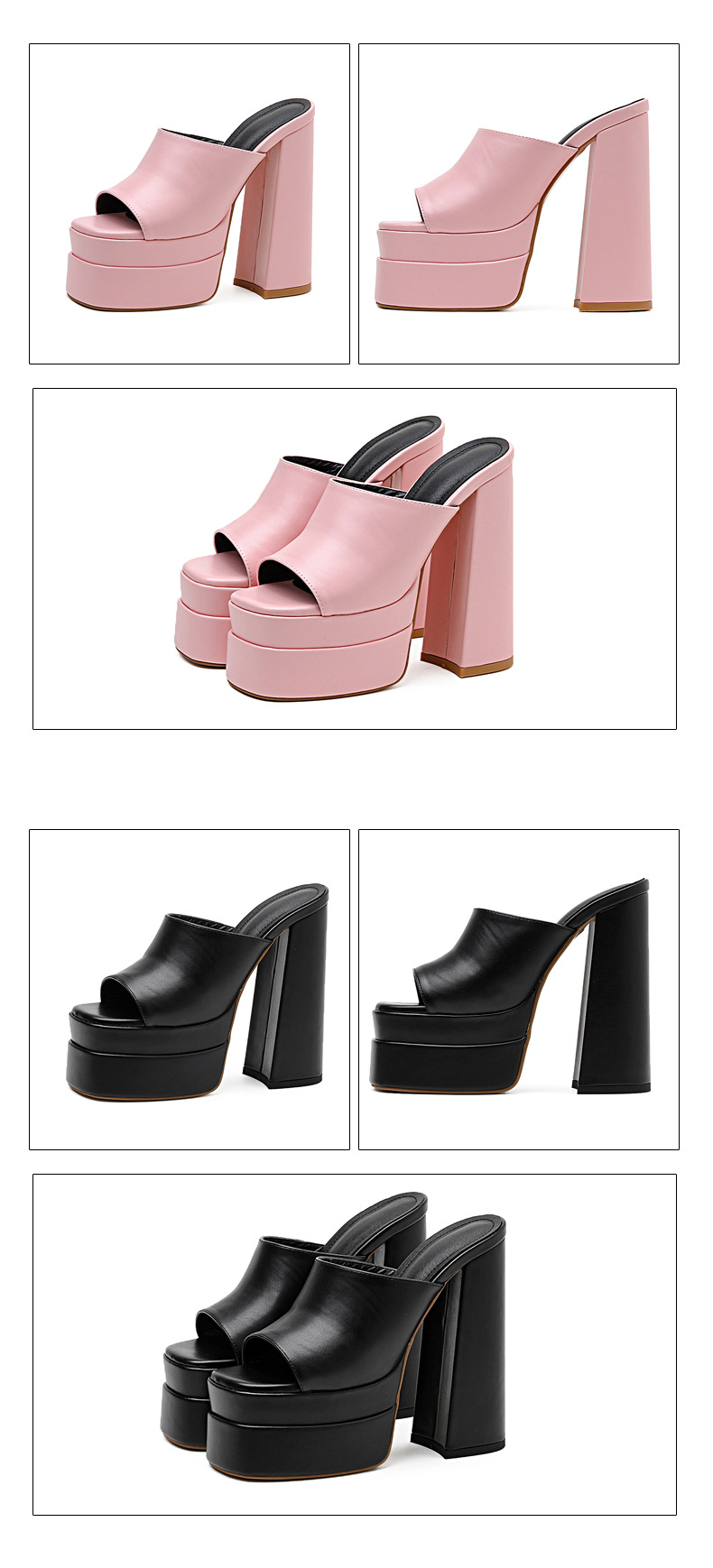 Sandal nữ quai chữ V gót thô đế bệt phong cách xuân hè — Màu đen chi tiết 16