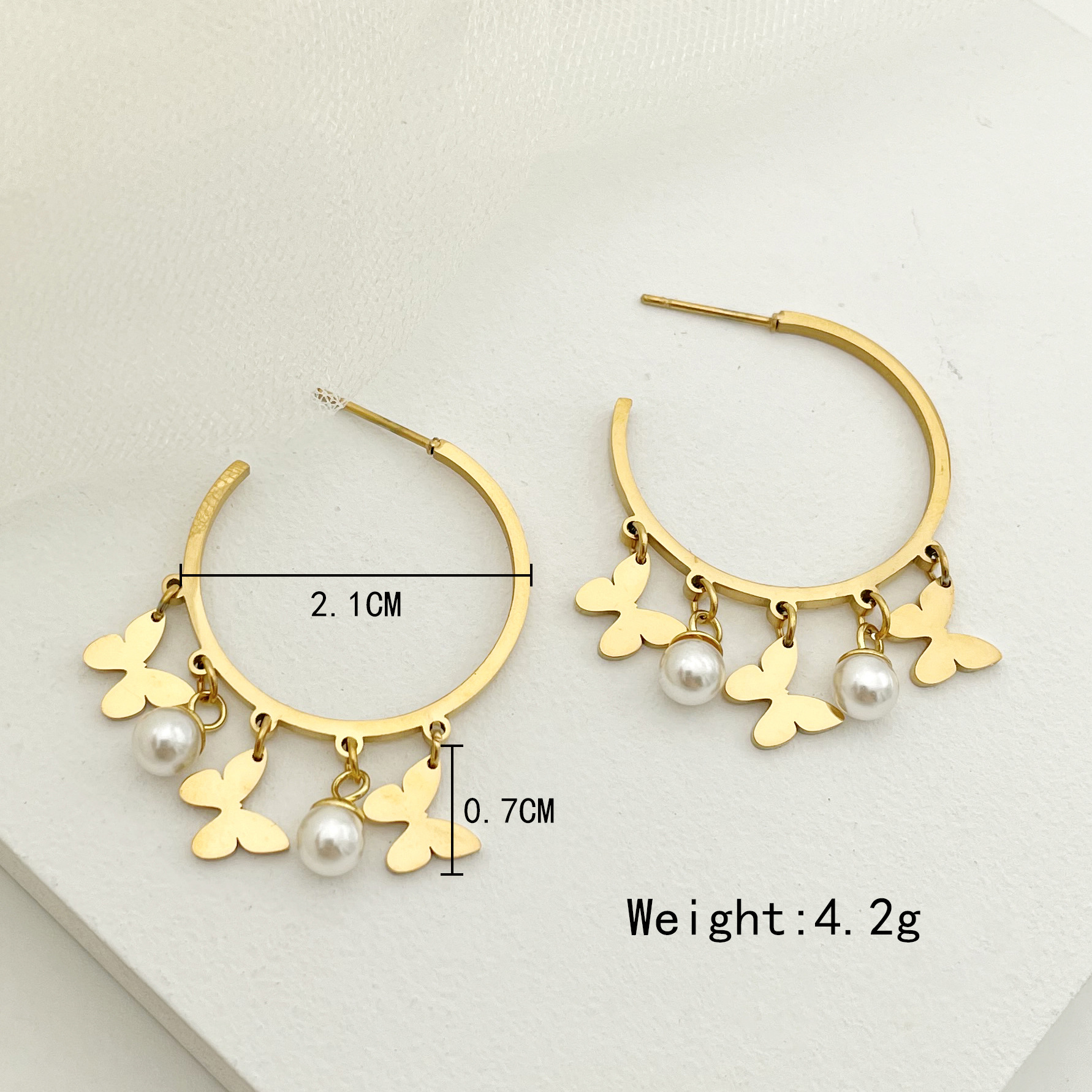 Retro Butterfly Stainless Steel Drop Earrings 1 Pair