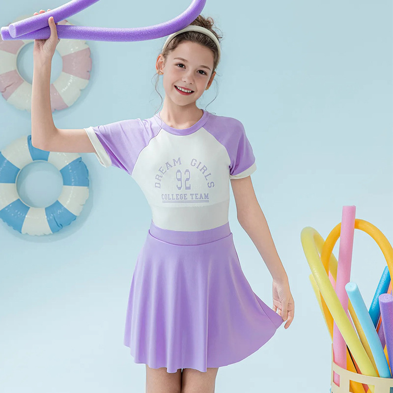 2025 nuevo traje de baño para niñas, estudiantes de secundaria, período de desarrollo, adolescencia, dulce y conservador de una pieza, niños grandes, niñas, verano