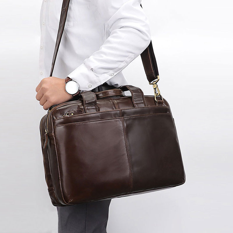 Carefully Selected Business Men's Bags, Genuine Leather Handbags, Imported Top-Grain Cowhide Briefcases, Oil Wax Leather Men's Top-Grain Oil Wax Leather