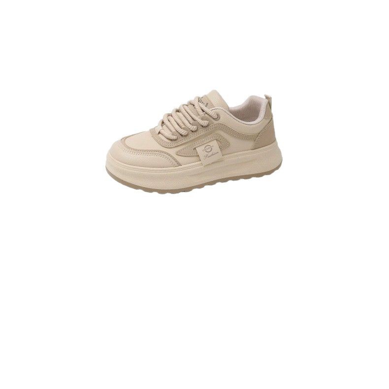 Estudiantes de suela gruesa zapatos blancos para mujeres 2025 nuevos zapatos de primavera chic de moda casual zapatos de skate de cuero