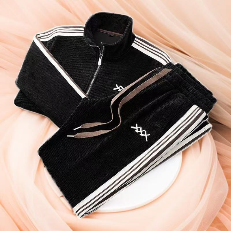 2025 Autumn and Summer Men's Classy New Trendyy Sports Suit Zipper Two-Piece Stand-Up Collar Cardigan Slim Jacket