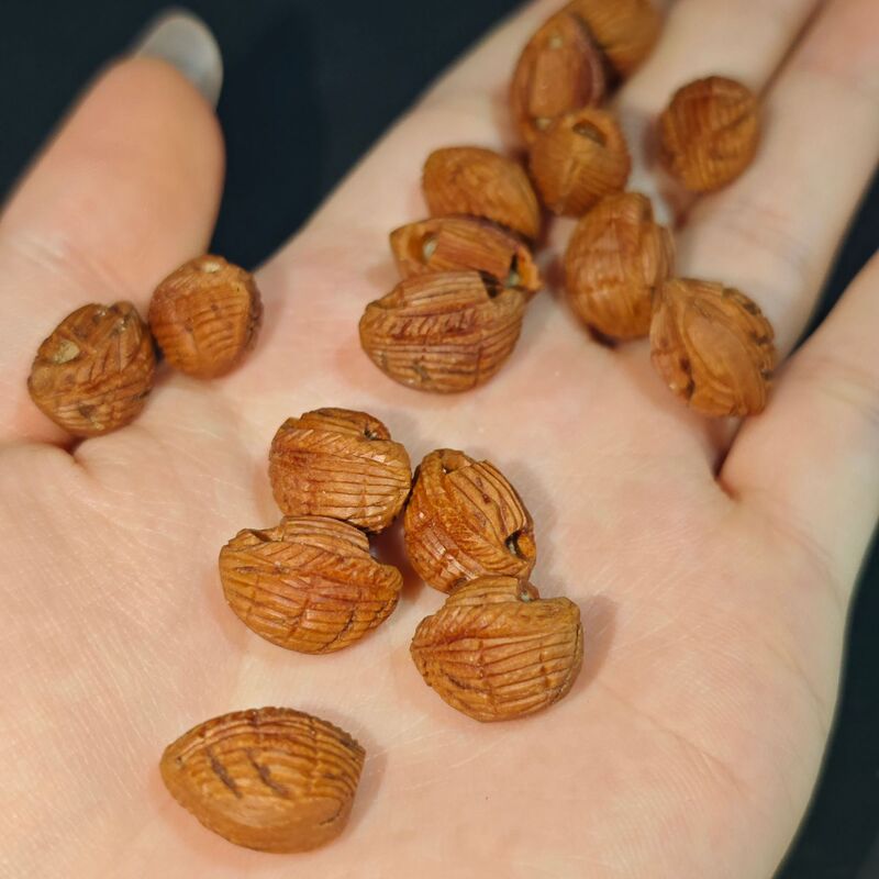 桃核雕刻桃篮配珠手串儿童吊坠手工diy手链材料桃核长命锁福字锁|undefined