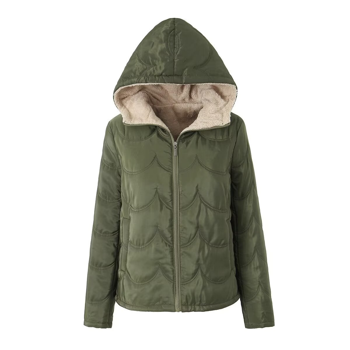 Women's Winter Coat Hooded Velvet Lined Thick Warm Casual Jacket_voghion.com