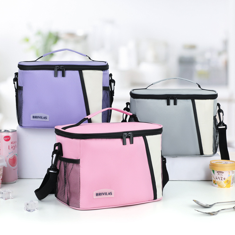 Cross-Border Dopamine Large-Capacity Ice Bag Portable Lunch Bag Portable Handbag Multi-Functional Color-Blocked Lunch Box Insulation Bag