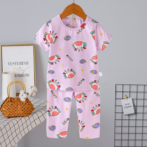 Pajamas summer thin set for boys and girls, children, babies, breathable home clothes sleepwear cotton set home clothes