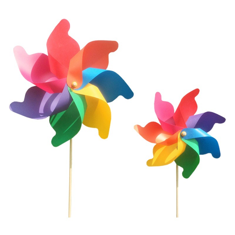 Colorful Wooden Pole Windmill Children's Outdoor Toy Windmill Wedding Arrangement Windmill Festival Event Decorative Windmill