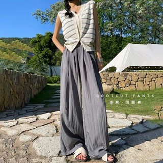 阔腿裤女透气宽松山本裤显瘦小个子香蕉垂感拖地直筒裤子慵懒风