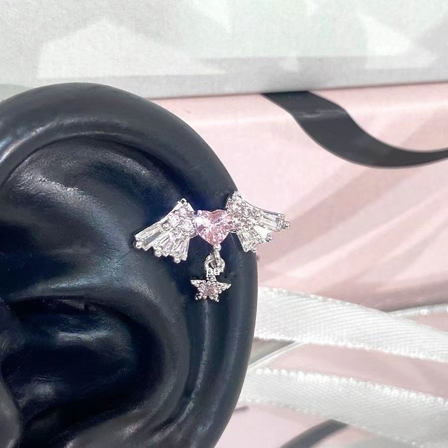 Women's Gender 1 Piece 1 Pair Simple Style Shiny Round Heart Shape Wings Inlay Alloy Rhinestones Ear Studs