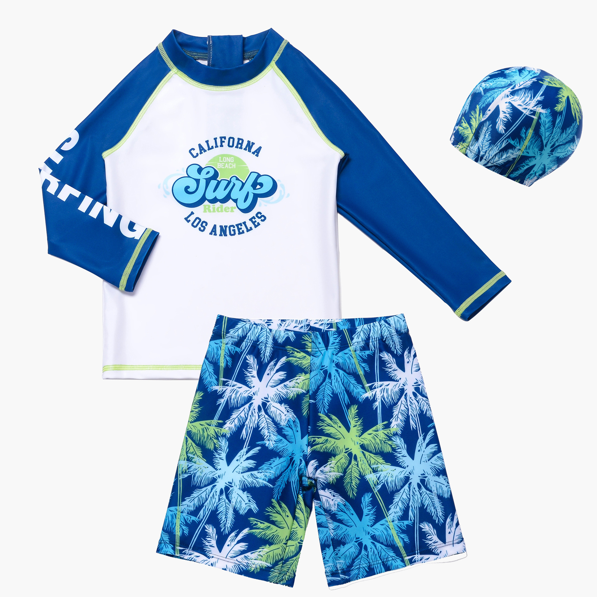Conjunto de traje de baño para niños de 7 a 12 años, conjunto de tres piezas, diseño de dinosaurio de dibujos animados, protección solar, secado rápido, conjunto de traje de baño de manga larga para niños mayores image 16