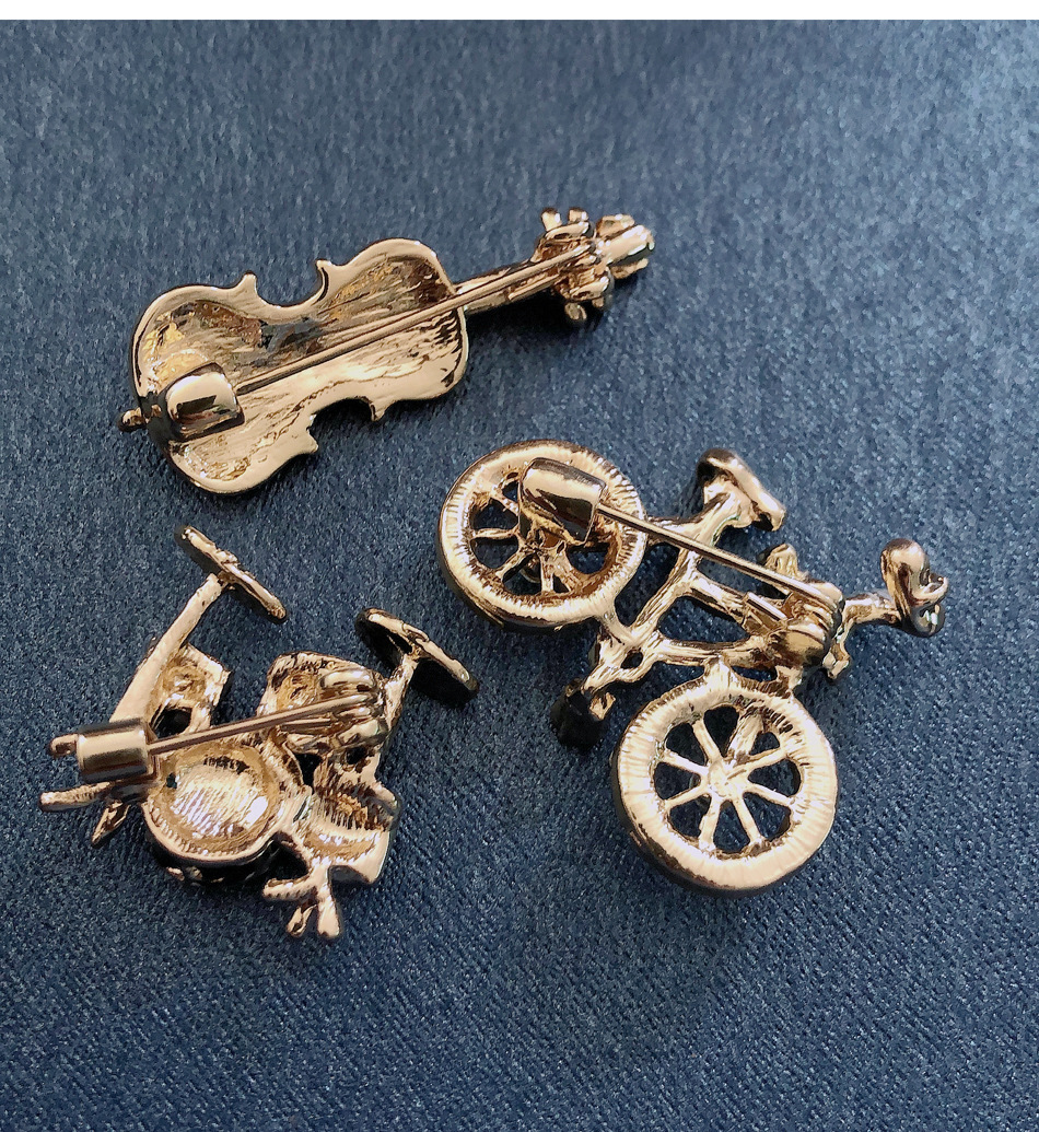 Cartoon Style Bicycle Alloy Inlay Artificial Gemstones Unisex Brooches display picture 2