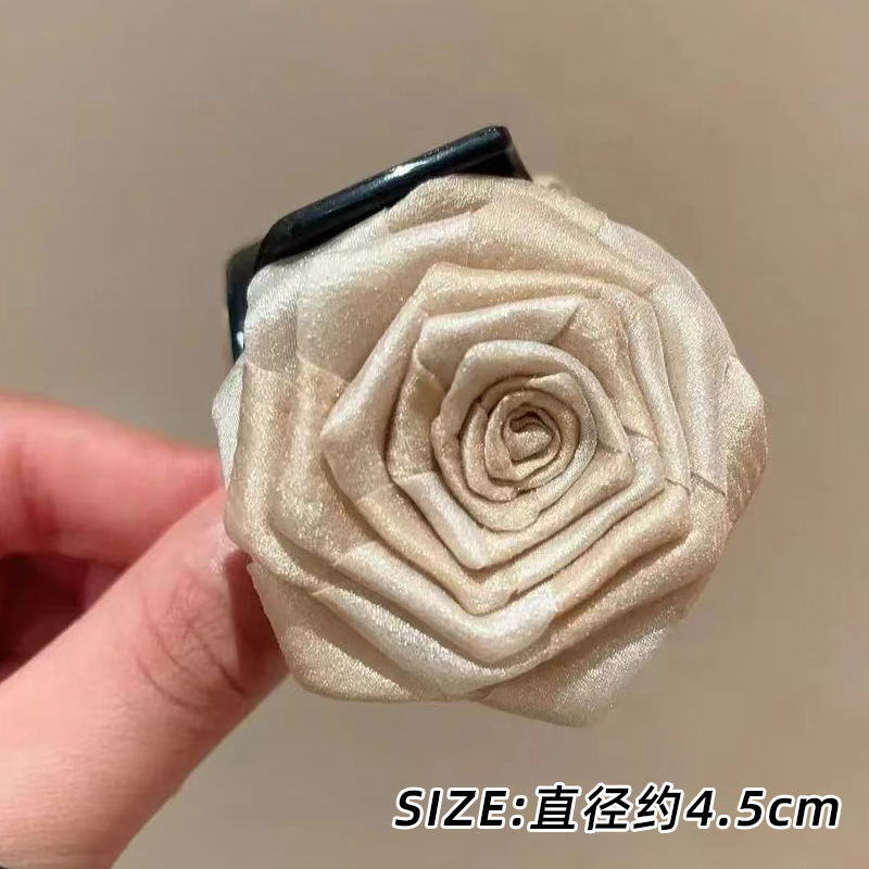 美拉德干枯玫瑰花朵抓夹复古后脑勺盘发大号发夹高级感鲨鱼夹发饰|undefined