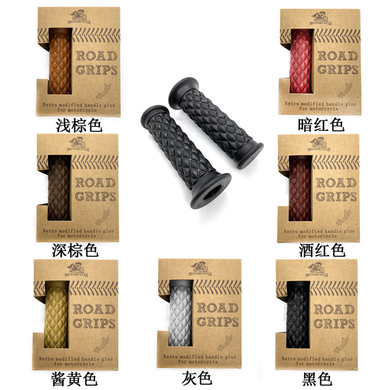 Venta al por mayor motocicleta agarre TPU vintage manija cubierta rombo mango pegamento universal rombo manija cubierta Retro