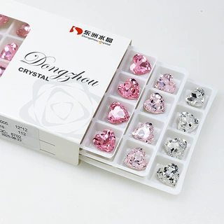东洲水晶 12mm爱心钻玻璃尖底钻真空电镀彩色正心diy饰品配件定制