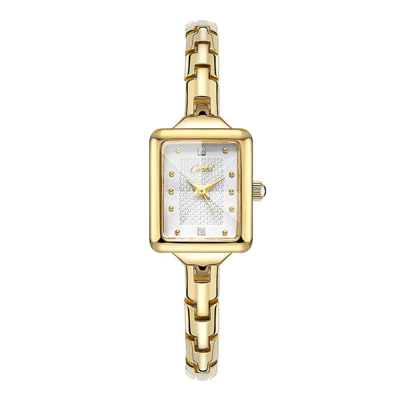 Vintage Small Retro Gold Watch Quartz Movement Rectangular Light Luxury Design Men's Watch_voghion.com