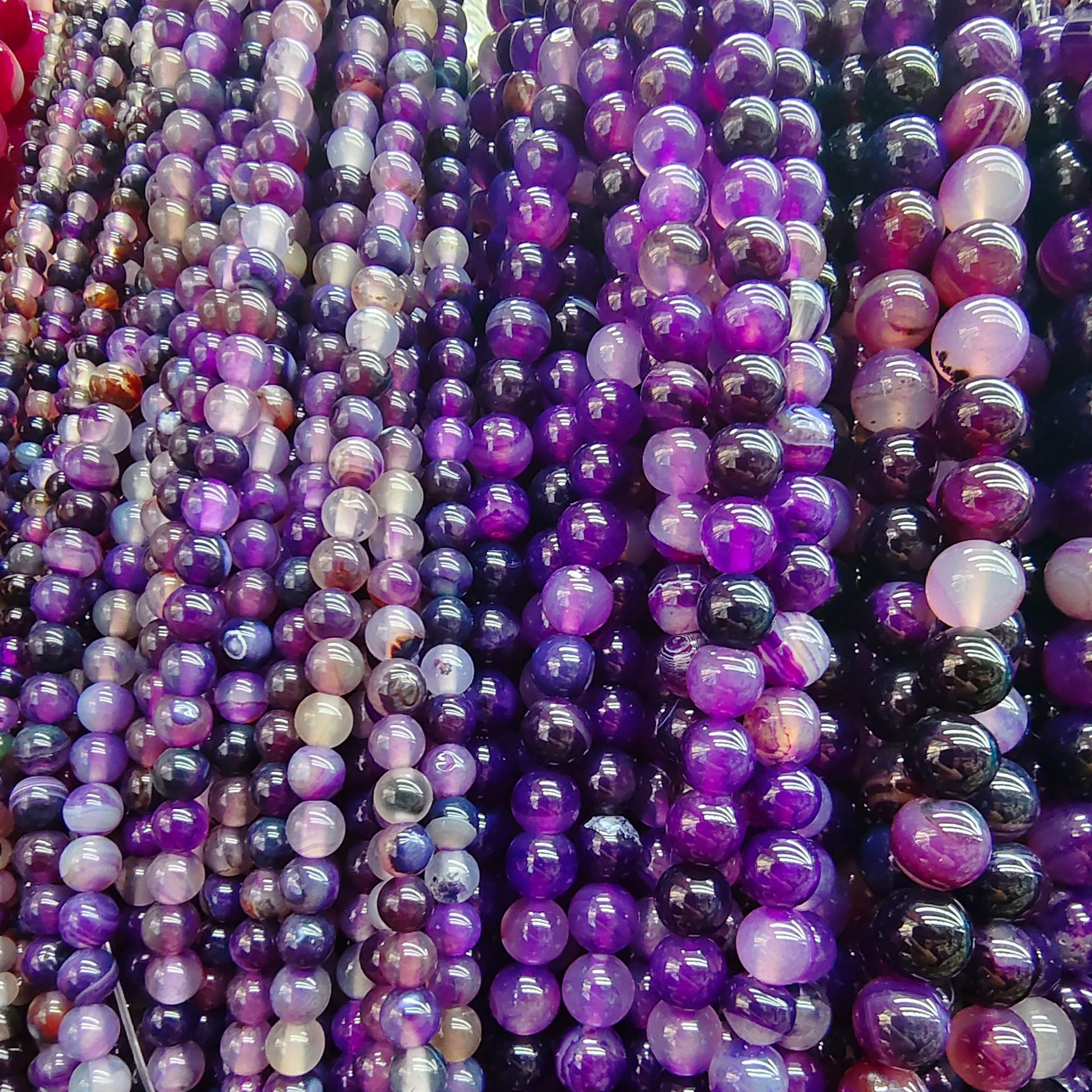 Transmisión en vivo optimizada, cuentas sueltas de ágata rayada, cuentas redondas de ágata de pavo real, joyería DIY hecha a mano, cuentas de ágata, cadena de cuentas