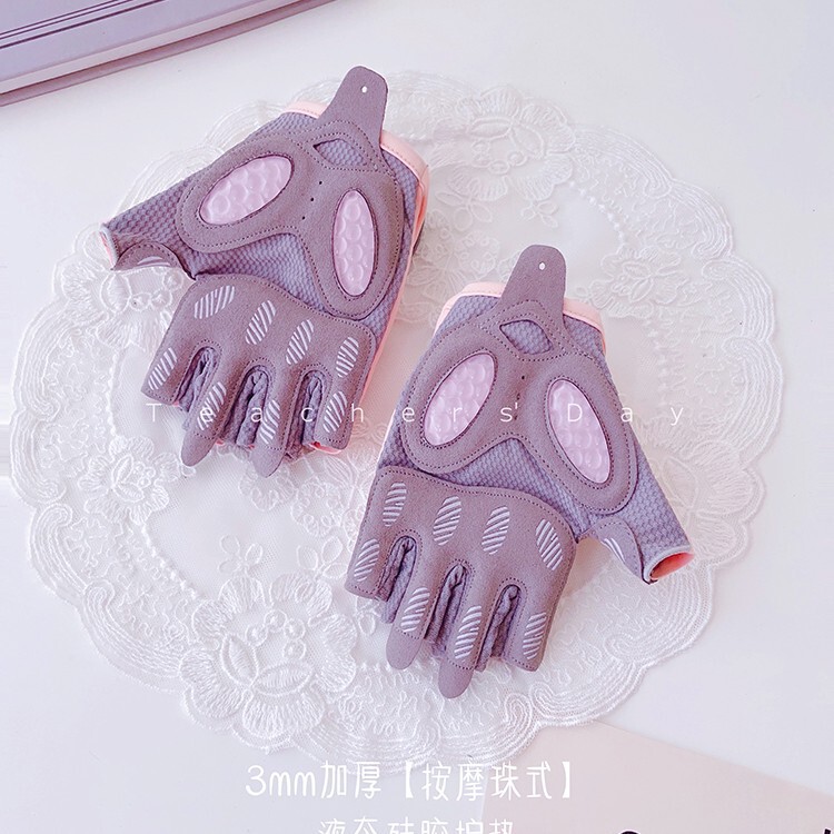 Women's Thin Fitness Gloves Half-Finger Yoga Cycling Breathable Non-Slip Cycling Sports Horizontal Bar Kettlebell Upward