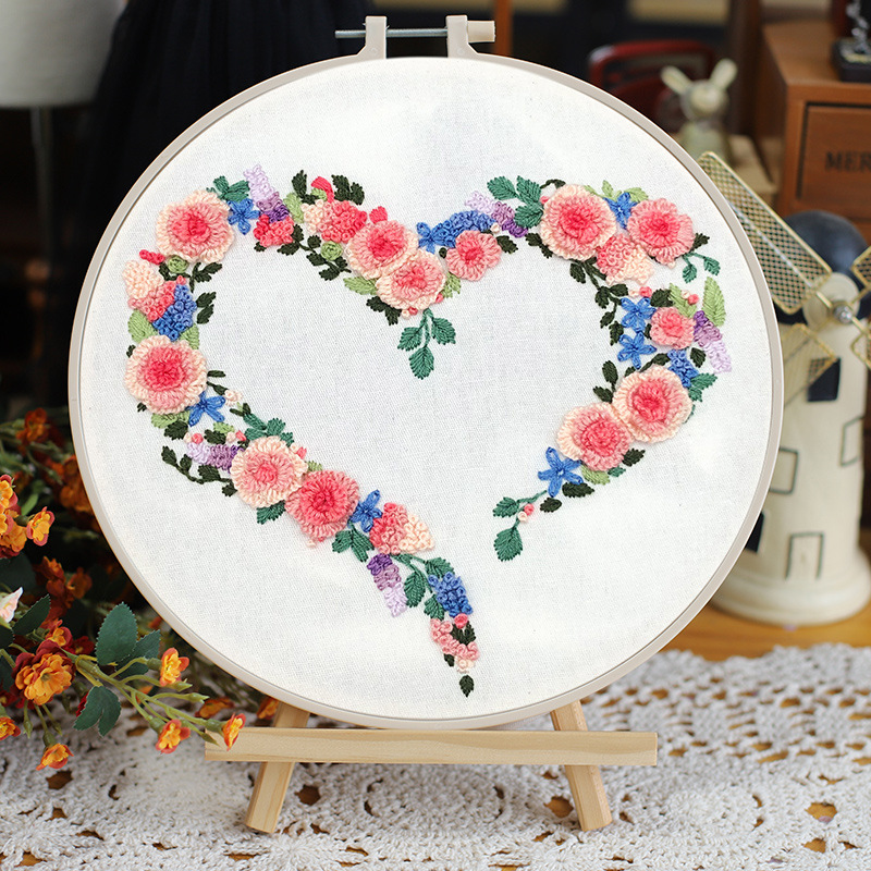 Cero Fundación auto-bordado principiante introducción bricolaje bordado hecho a mano simple amor fácil material de bordado paquete de materiales de enseñanza de inglés