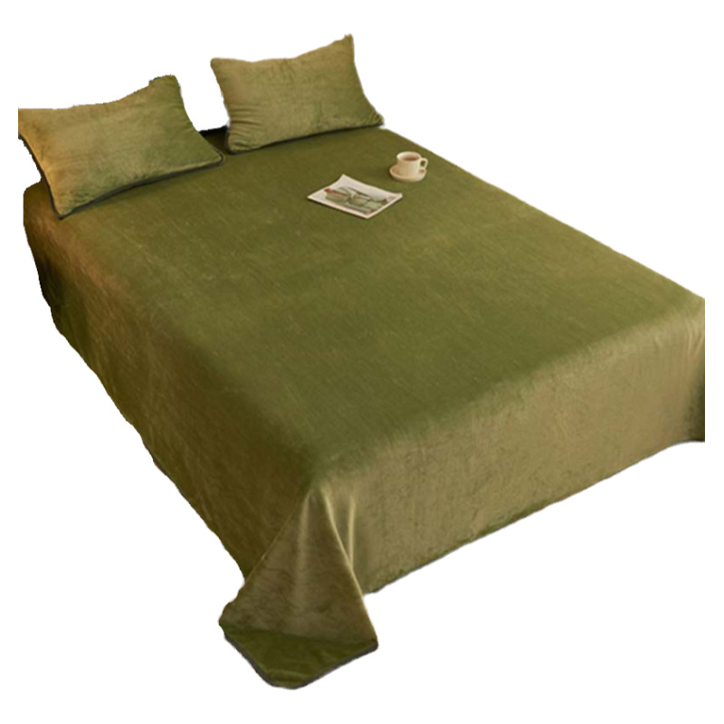 Sábanas de lana de leche gruesa de una sola pieza de franela de coral de invierno, manta cálida y edredón de tres piezas