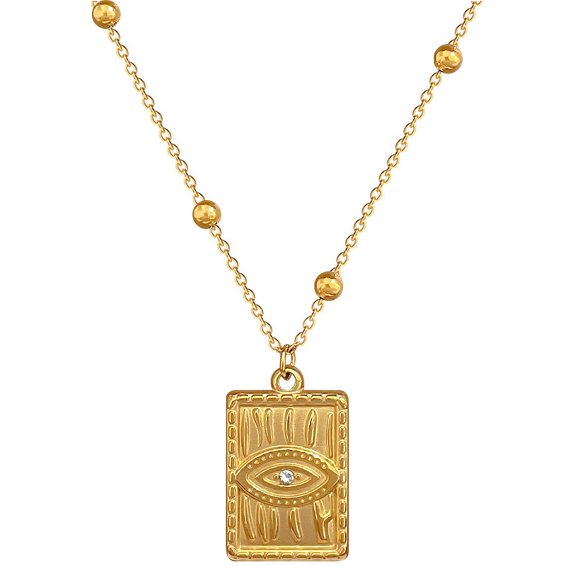 Minimalist Devil's Eye Necklace In Real Gold For Women_voghion.com