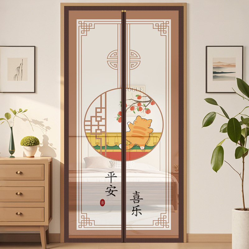 New Chinese Style Anti-mosquito Door Curtain Summer Household Magnetic Velcro Partition Curtain Bedroom Non-perforated Screen Door Screen Window New Style New Chinese Style Anti-mosquito Door Curtain Summer Household Magnetic Velcro Partition Curtain Bedroom Non-perforated Screen Door Screen Window New Style