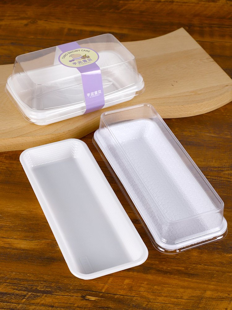 Tarato transparente barro de nieve pastel de caparazón caja de succión de plástico rectangular carne de pino caparazón queso abrazo rollo caja de embalaje de punto oeste