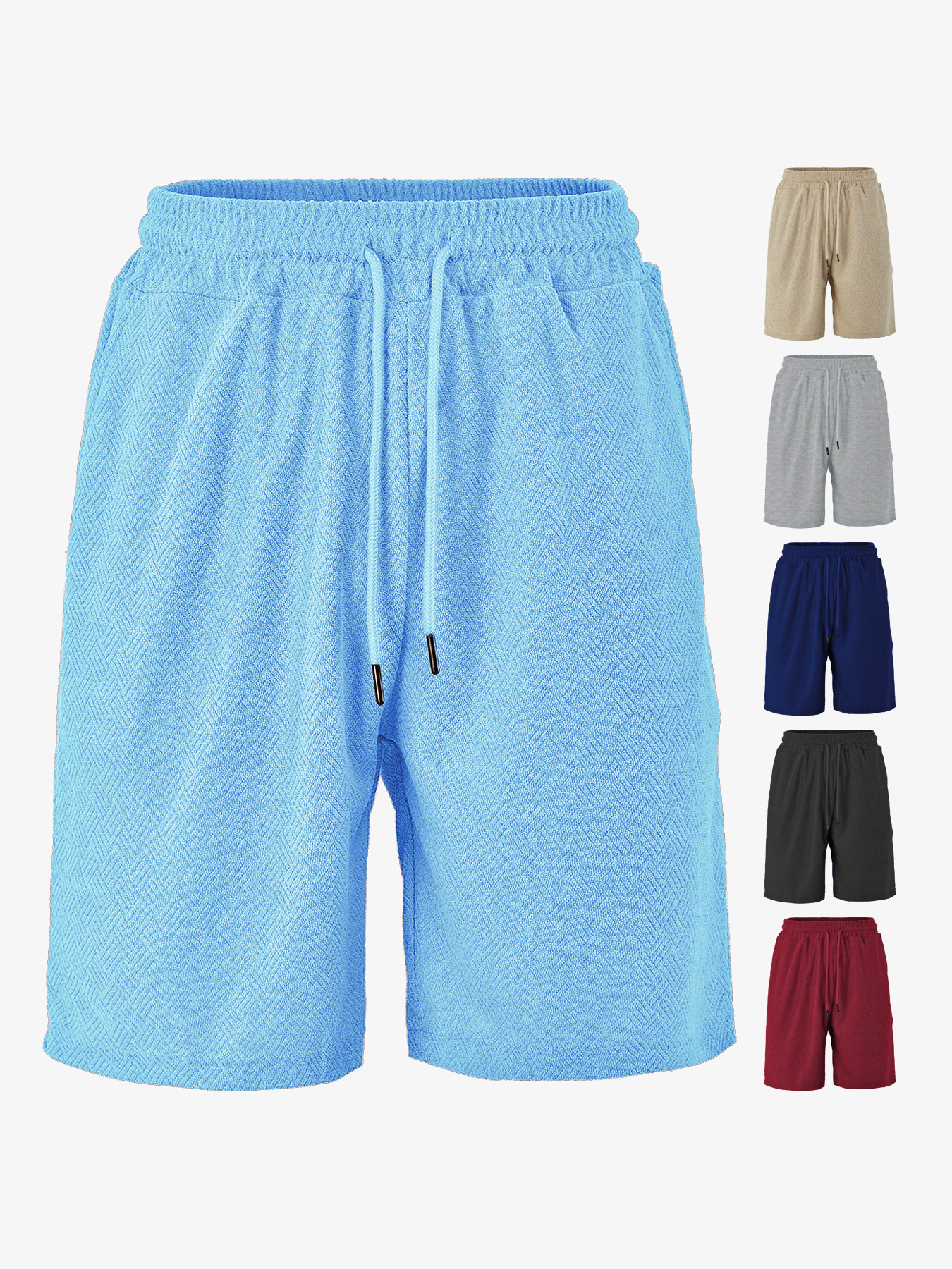 Europa y América transfronterizos TK paleta de verano relajado cómodo transpirable toallas Jacquard de color sólido pantalones cortos casuales de hombre