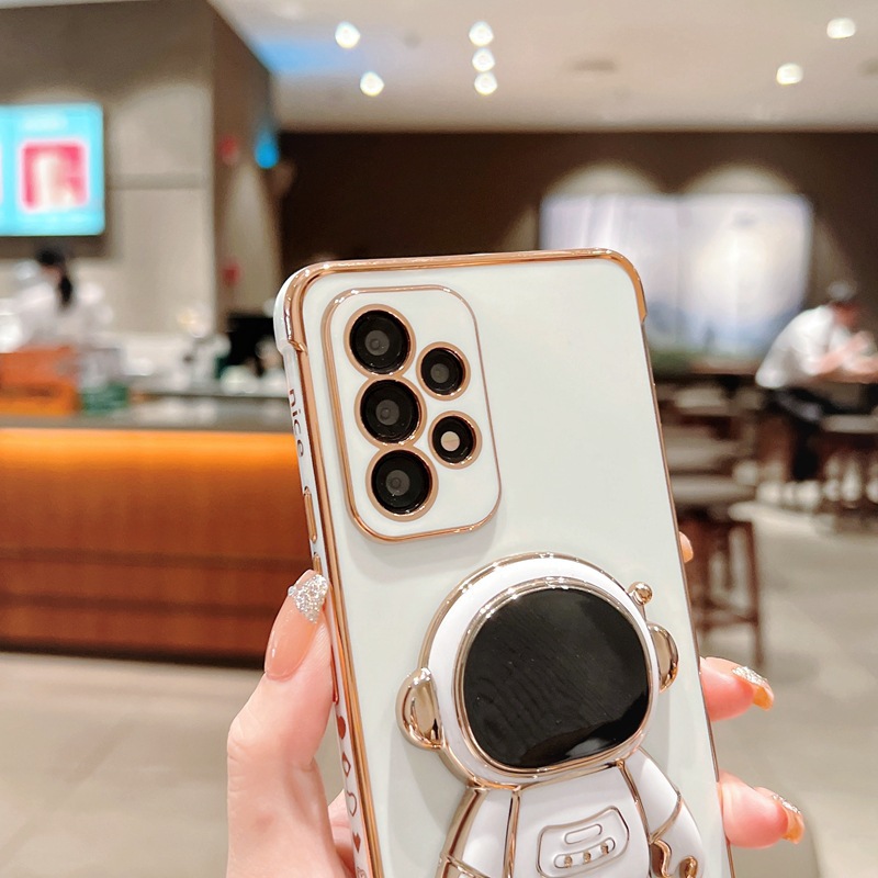 Electroplated Heart Phone Case For Samsung S26u With Astronaut Stand_voghion.com