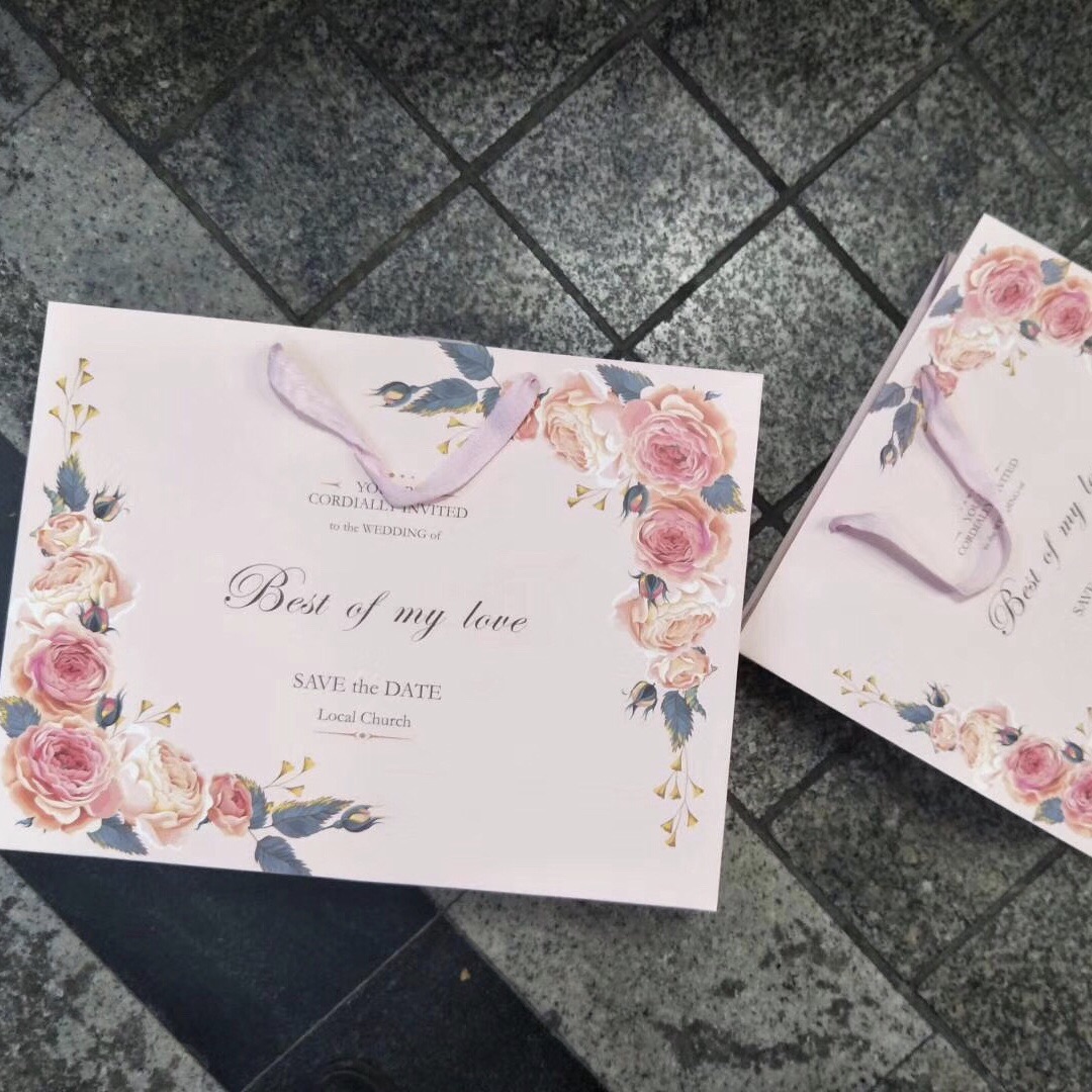 手提纸袋定 做化妆护肤品玫瑰粉色礼品袋女装服装店礼盒鞋盒大小